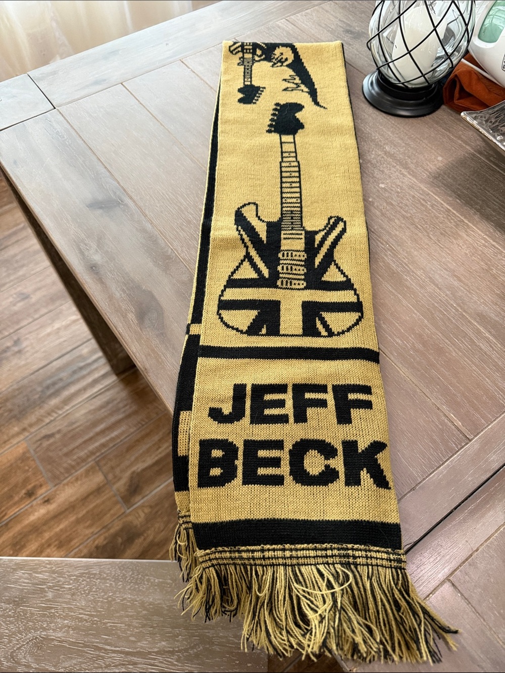 Jeff Beck Yellow & Black Guitar Knit Scarf